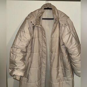 Women's Cream Long Puffer Coat